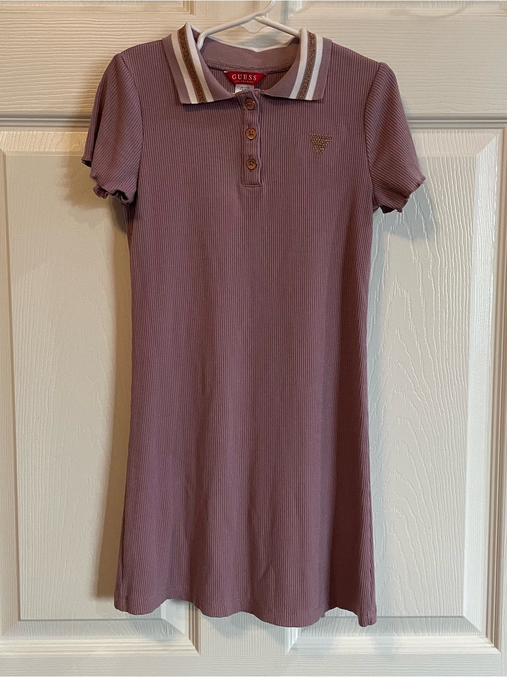 Guess Ribbed Polo Dress Size 6 Mauve Purple